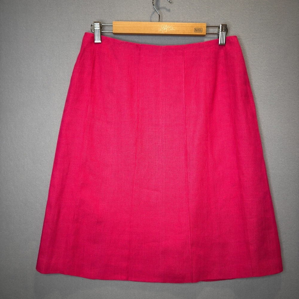 Talbots Women's Sz‎ 10 Irish Linen Skirt A-Line Hot Pink Midi Fully Lined Career